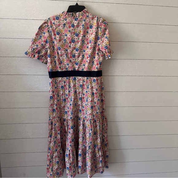 Boden Floral Midi Dress with Navy Accents - Picture 4 of 12